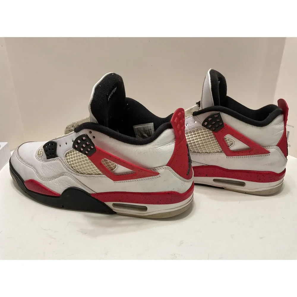 Air Jordan 4 Retro Red Cement White Fire Red Black DH6927-161 Mens 11.5 No Laces